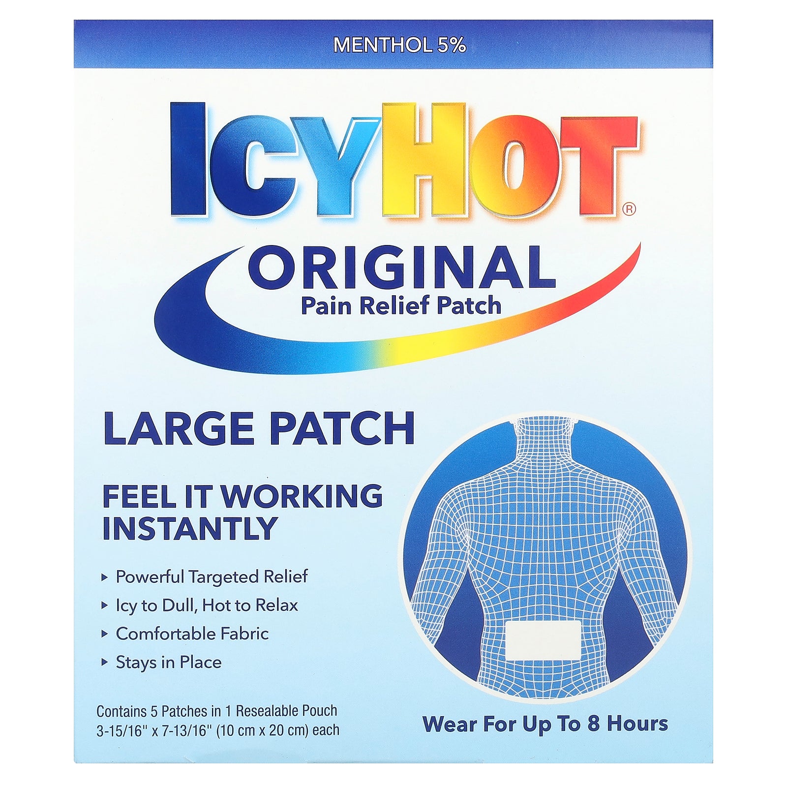 Icy Hot, Original Pain Relief Patch, Large, 5 Patches