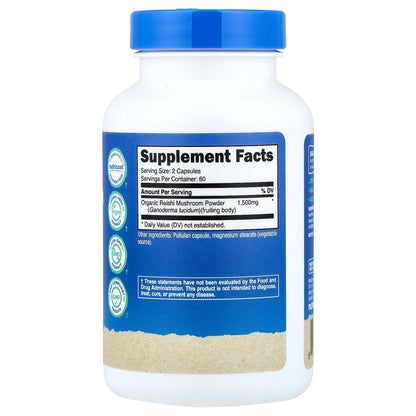 Nutricost, Reishi Mushroom, 120 Capsules (750 mg per Capsule)