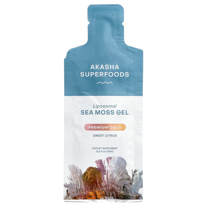 Akasha Superfoods, Liposomal Sea Moss Gel, Sweet Citrus, 30 Packets, 0.5 fl oz (15 ml) Each