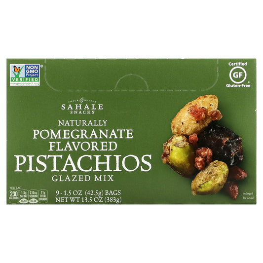 Sahale Snacks, Glazed Mix, Natural Pomegranate Pistachios, 9 Packs, 1.5 oz (42.5 g) Each