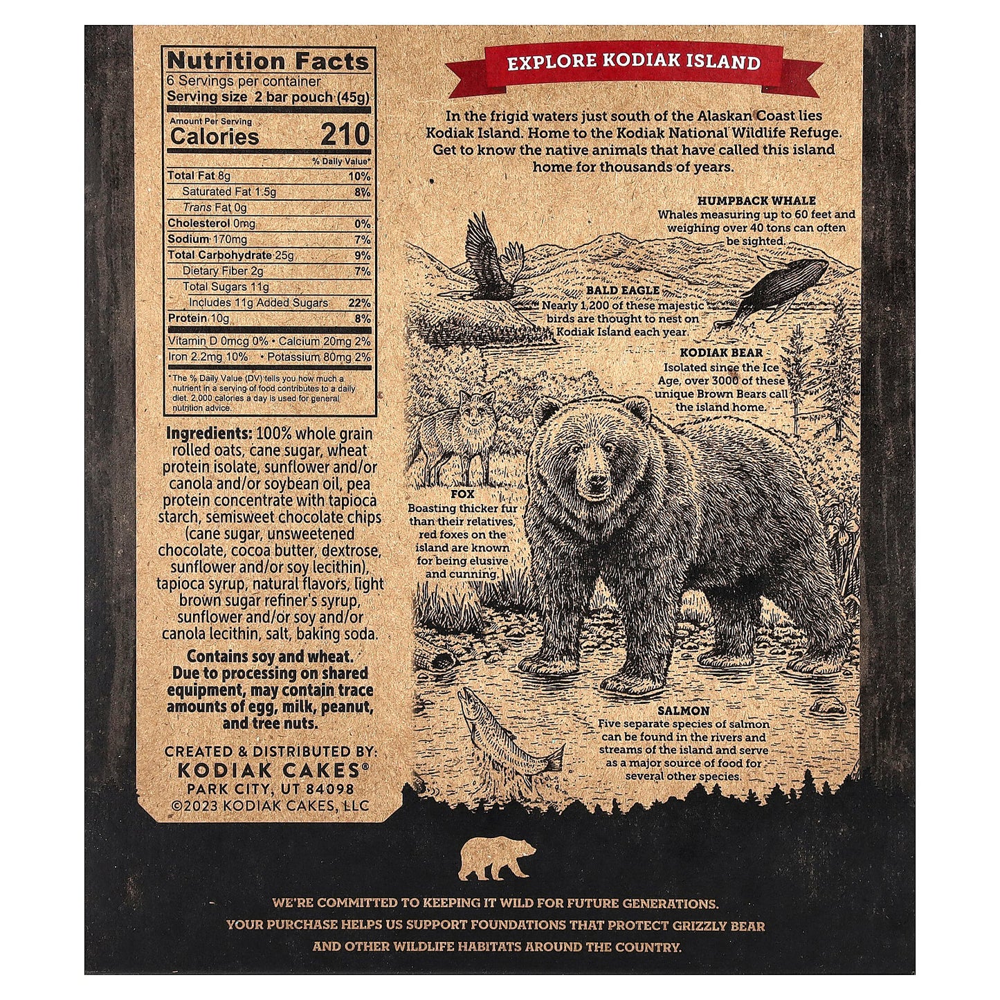 Kodiak Cakes, Crunchy Granola Bars, Chocolate Chip, 6 2-Bar Pouches, 1.59 oz (45 g) Each