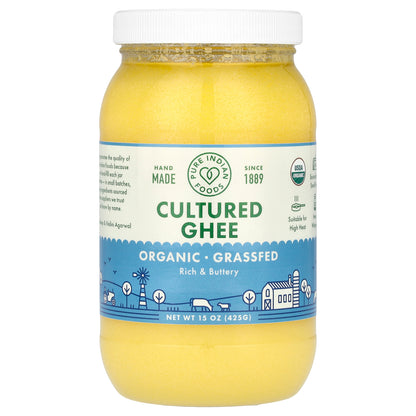 Pure Indian Foods, Organic Grassfed Cultured Ghee, 15 oz (425 g)