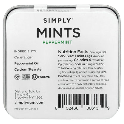 Simply Gum, Mints, Peppermint, 1.1 oz (30 g)