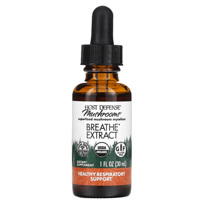 Host Defense, Mushrooms, Organic Breathe Extract, 1 fl oz (30 ml)