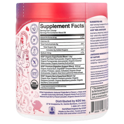 KOS, Love You Berry Much, Energizing Red Juice Blend, Goji Berry Popsicle, 8.78 oz (249 g)