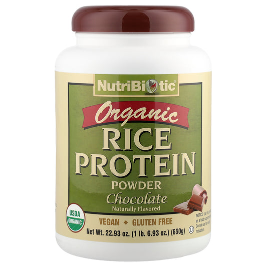 NutriBiotic, Organic Rice Protein Powder, Chocolate, 1 lb 6.93 oz (650 g)