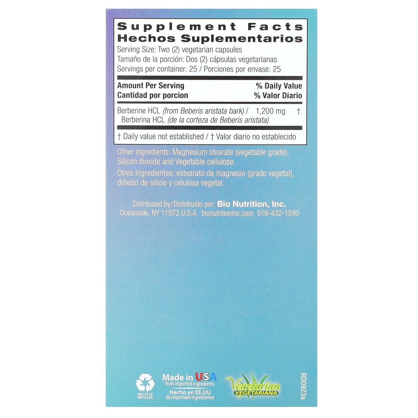 Bio Nutrition, Advanced Berberine, 50 Vegetarian Capsules (600 mg per Capsule)