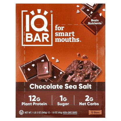 IQBAR, Plant Protein Bar, Chocolate Sea Salt, 12 Bars, 1.6 oz (45 g) Each