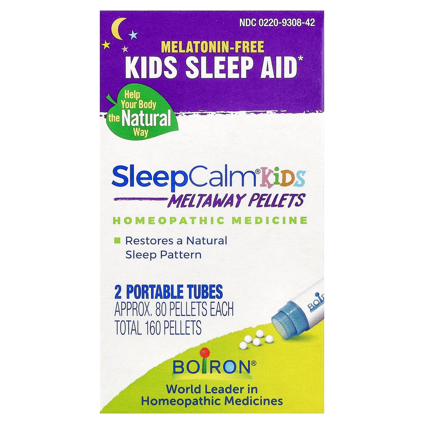 Boiron, SleepCalm® Kids, 2 Portable Tubes, 80 Pellets Each