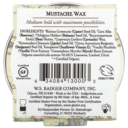 Badger, Organic Mustache Wax, 0.75 oz (21 g)