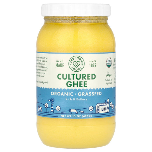 Pure Indian Foods, Organic Grassfed Cultured Ghee, 15 oz (425 g)