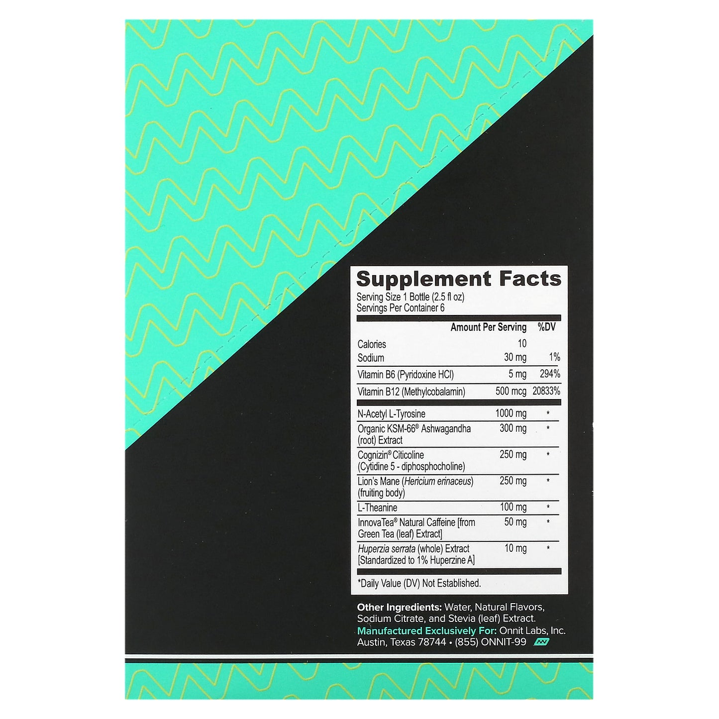 Onnit, Alpha Brain Focus Shot, Tropical, 6 Bottles, 2.5 fl oz (75 ml) Each