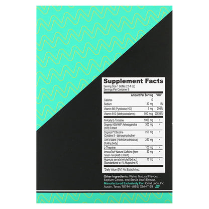 Onnit, Alpha Brain Focus Shot, Tropical, 6 Bottles, 2.5 fl oz (75 ml) Each