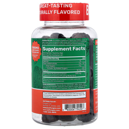 Fungies, Lion's Mane Mushroom Gummies, Blueberry and Strawberry, 60 Pectin Gummies