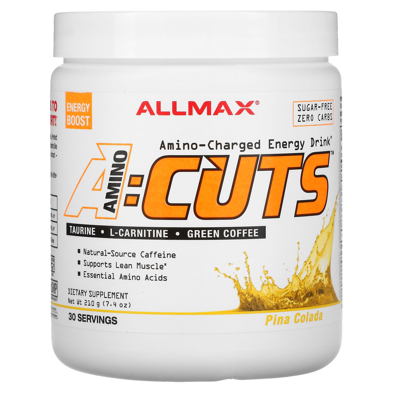 ALLMAX, ACUTS™, Amino-Charged Energy Drink, Pina Colada, 7.4 oz (210 g)