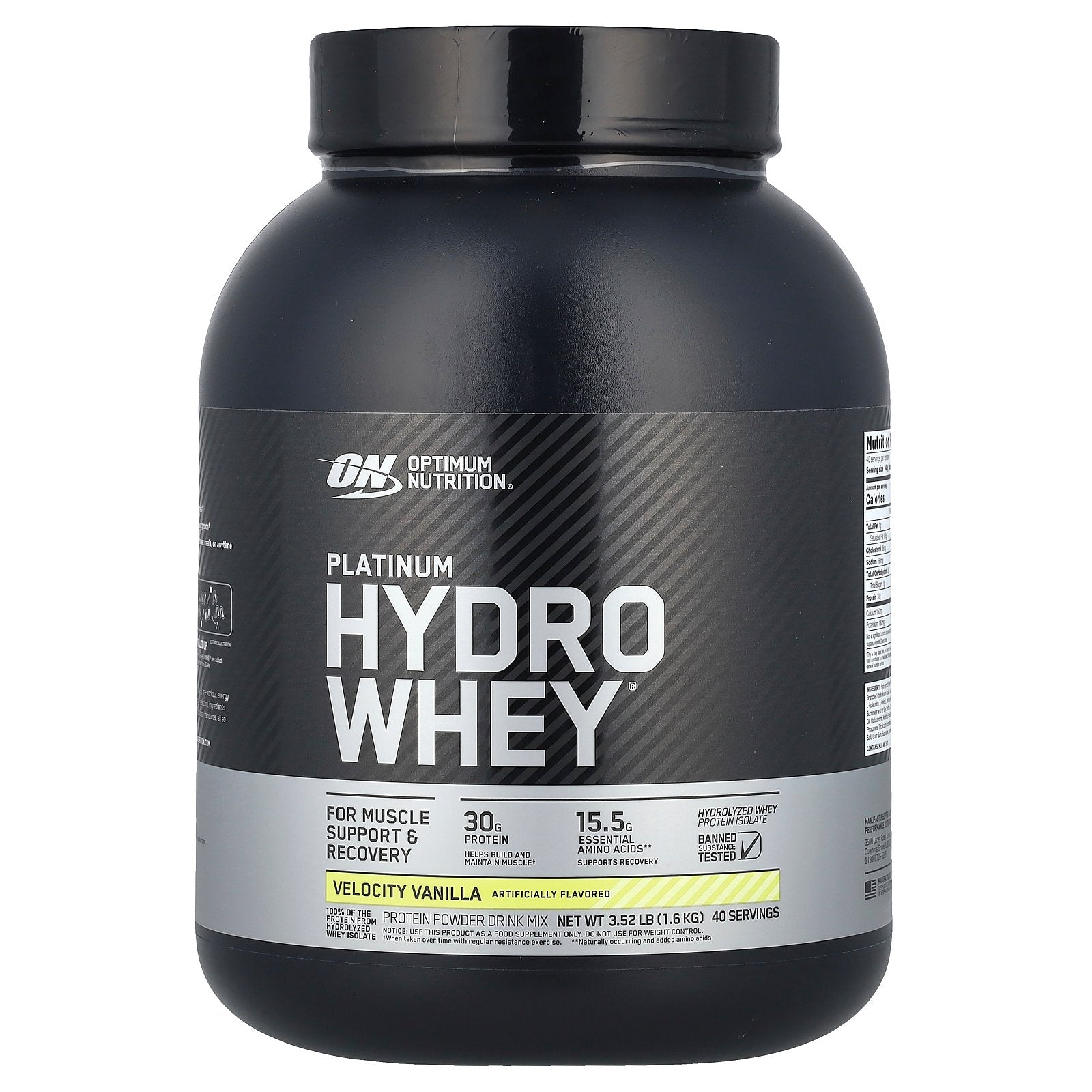 Optimum Nutrition, Platinum Hydro Whey®, Velocity Vanilla, 3.52 lb (1.6 kg)