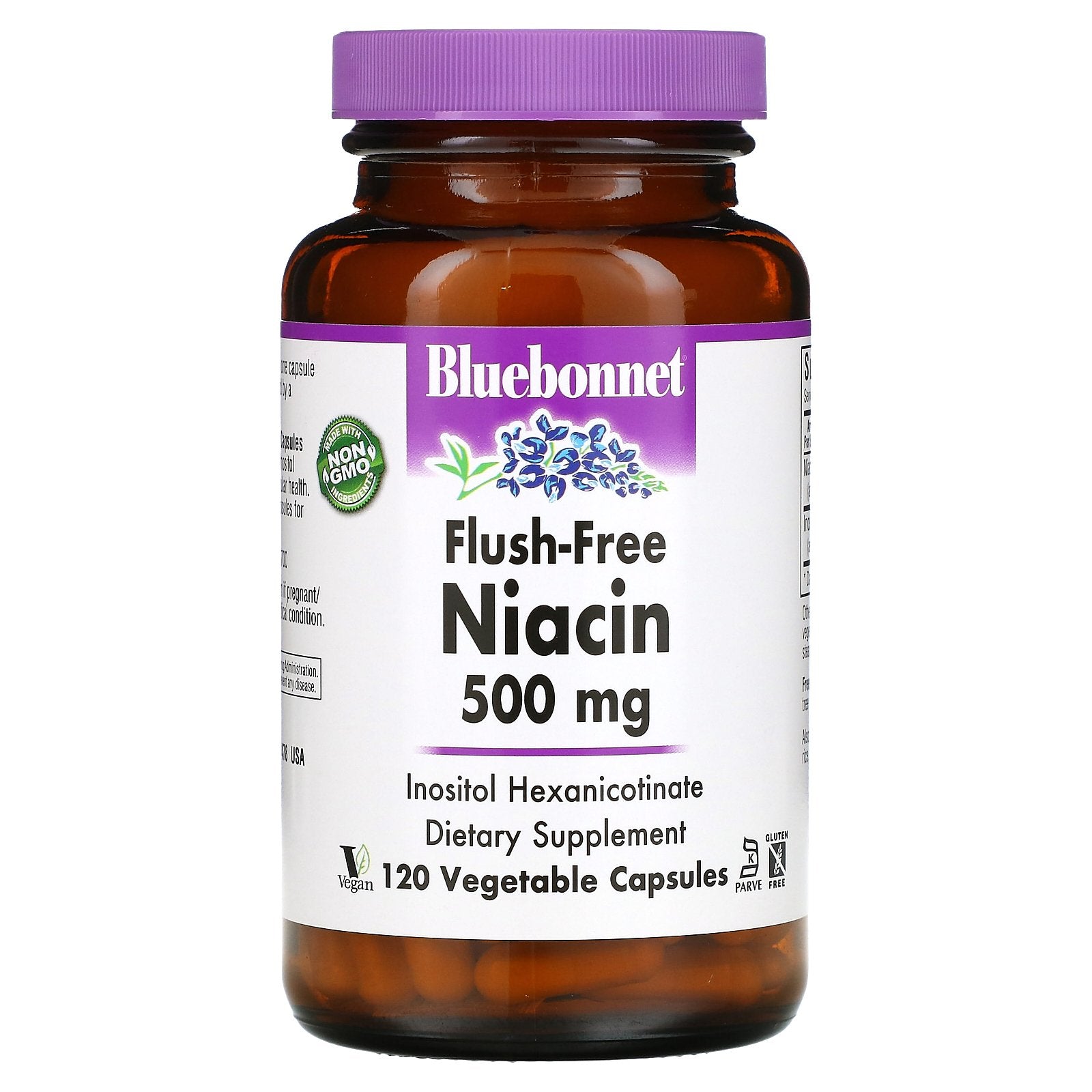 Bluebonnet Nutrition, Flush-Free Niacin, 500 mg, 120 Vegetable Capsules