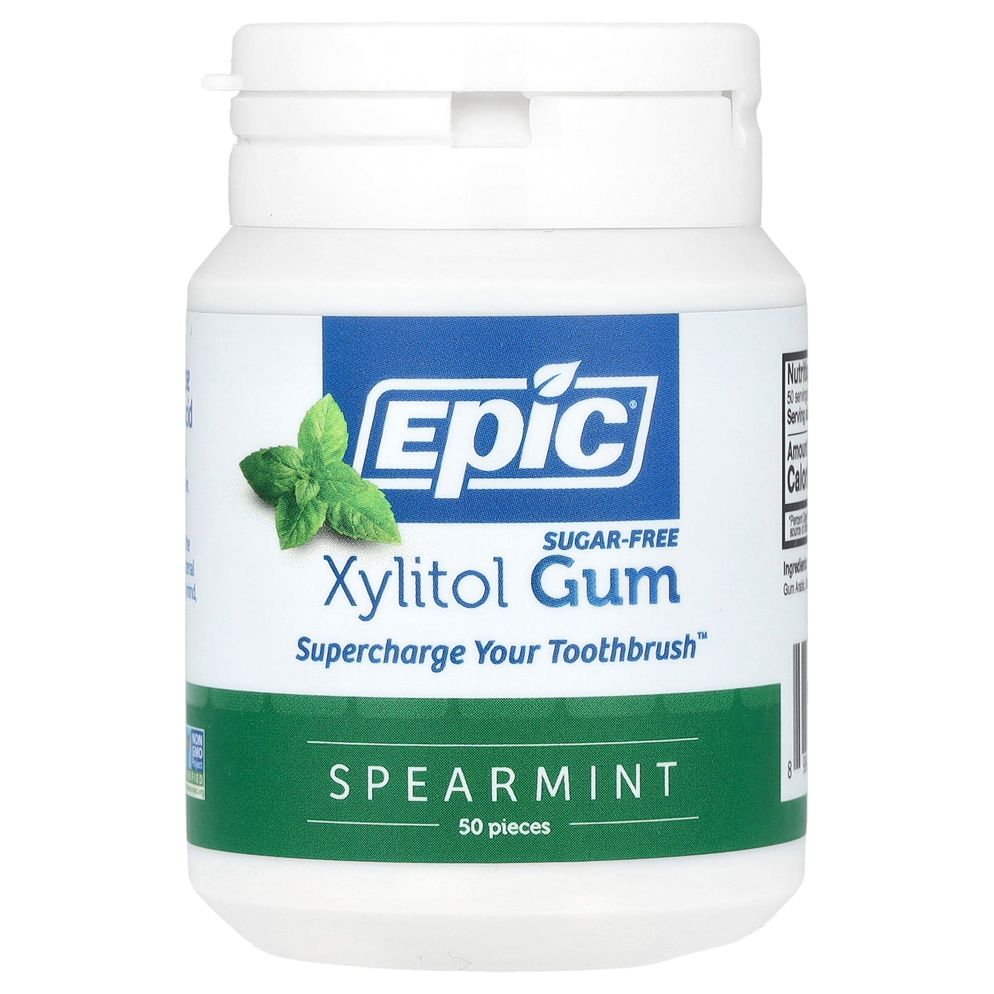 Epic Dental, Xylitol Gum, Spearmint, 50 Pieces