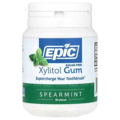 Epic Dental, Xylitol Gum, Spearmint, 50 Pieces