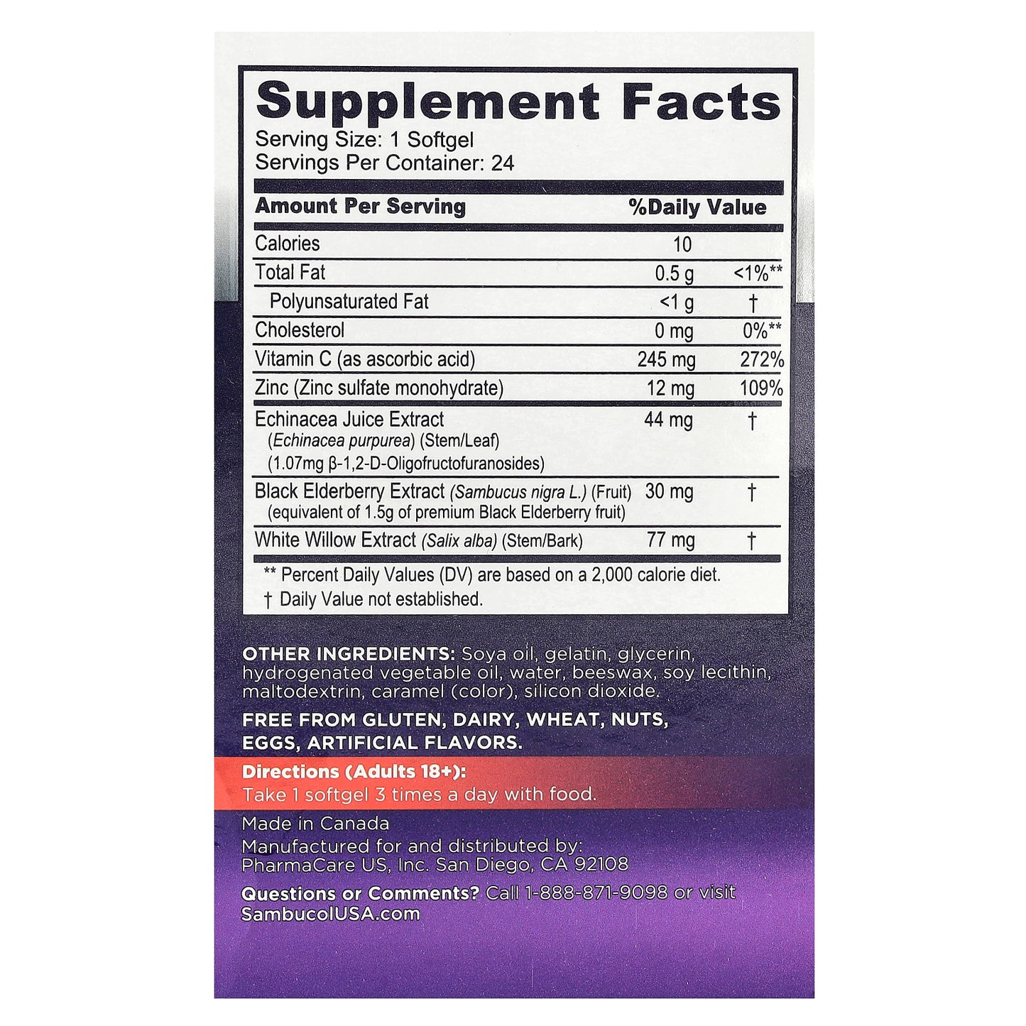 Sambucol, Black Elderberry, Intensive Defense, Power of 5-in-1, 24 Softgels