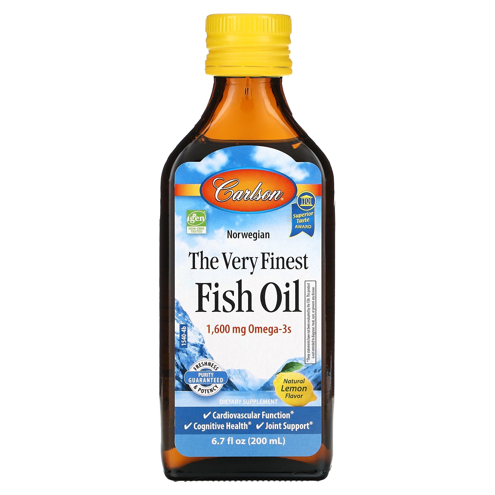 Carlson, Norwegian, The Very Finest Fish Oil, Natural Lemon, 1,600 mg, 6.7 fl oz (200 ml)