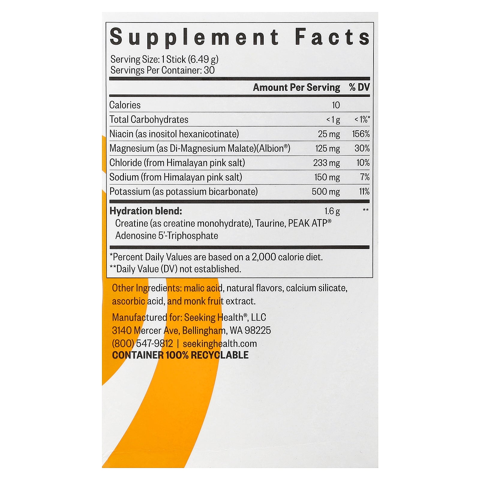 Seeking Health, Optimal Electrolyte, Orange, 30 Sticks, 0.229 oz (6.49 g) Each