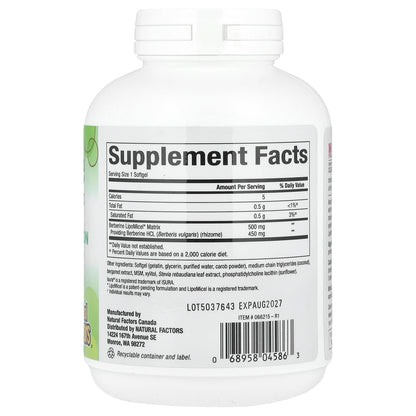 Natural Factors, Berberine LipoMicel Matrix, 90 Liquid Softgels