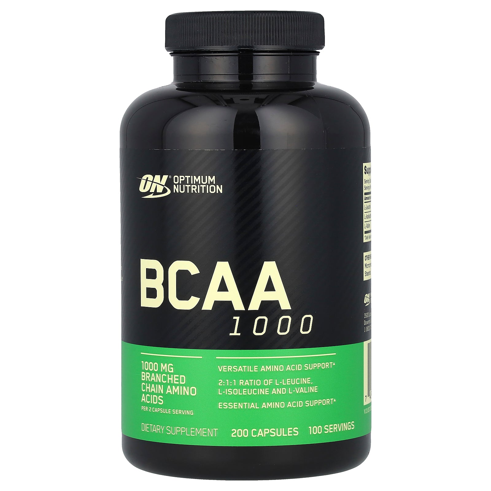 Optimum Nutrition, BCAA 1000, 1,000 mg, 200 Capsules (500 mg per Capsule)