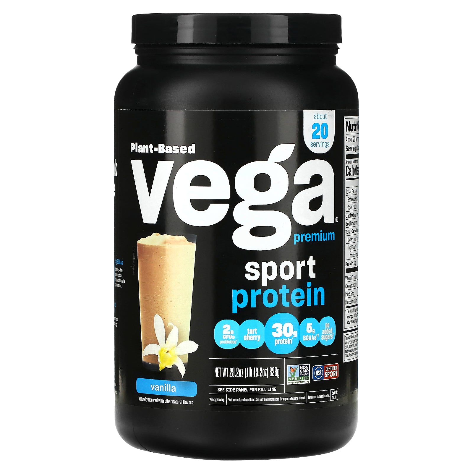 Vega, Sport, Plant-Based Premium Protein Powder, Vanilla, 29.2 oz (828 g)