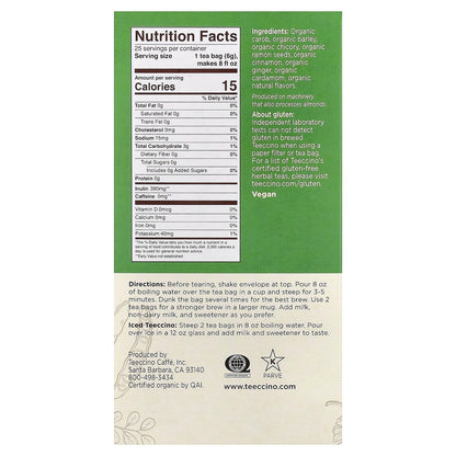 Teeccino, Organic Roasted Herbal Tea, Maya Chai, Caffeine Free, 25 Tea Bags, 5.3 oz (150 g)