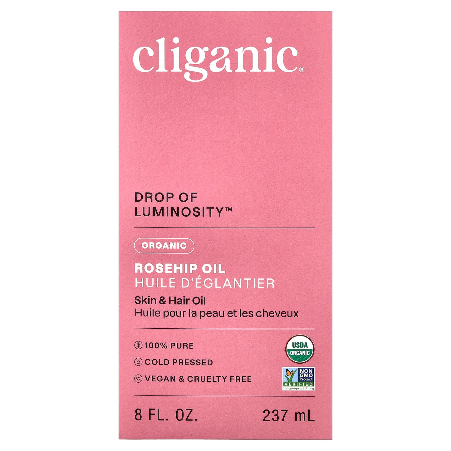 Cliganic, Drop of Luminosity™, Organic Rosehip Oil, 8 fl oz (237 ml)