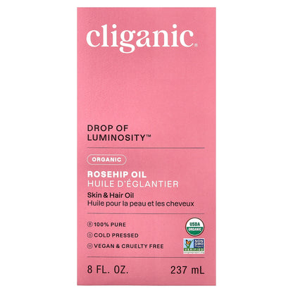 Cliganic, Drop of Luminosity™, Organic Rosehip Oil, 8 fl oz (237 ml)