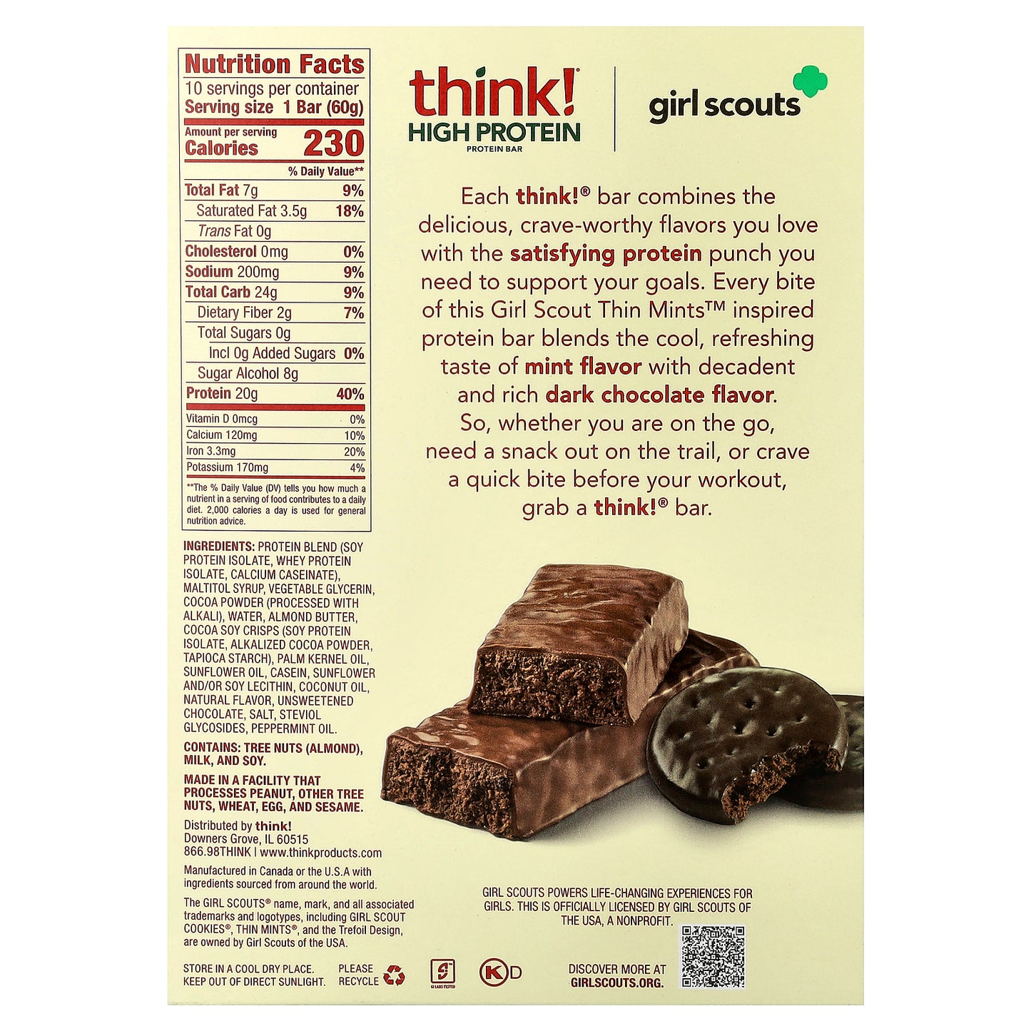 Think !, High Protein Bars, Girl Scouts Thin Mints™, 10 Bars, 2.1 oz (60 g) Each