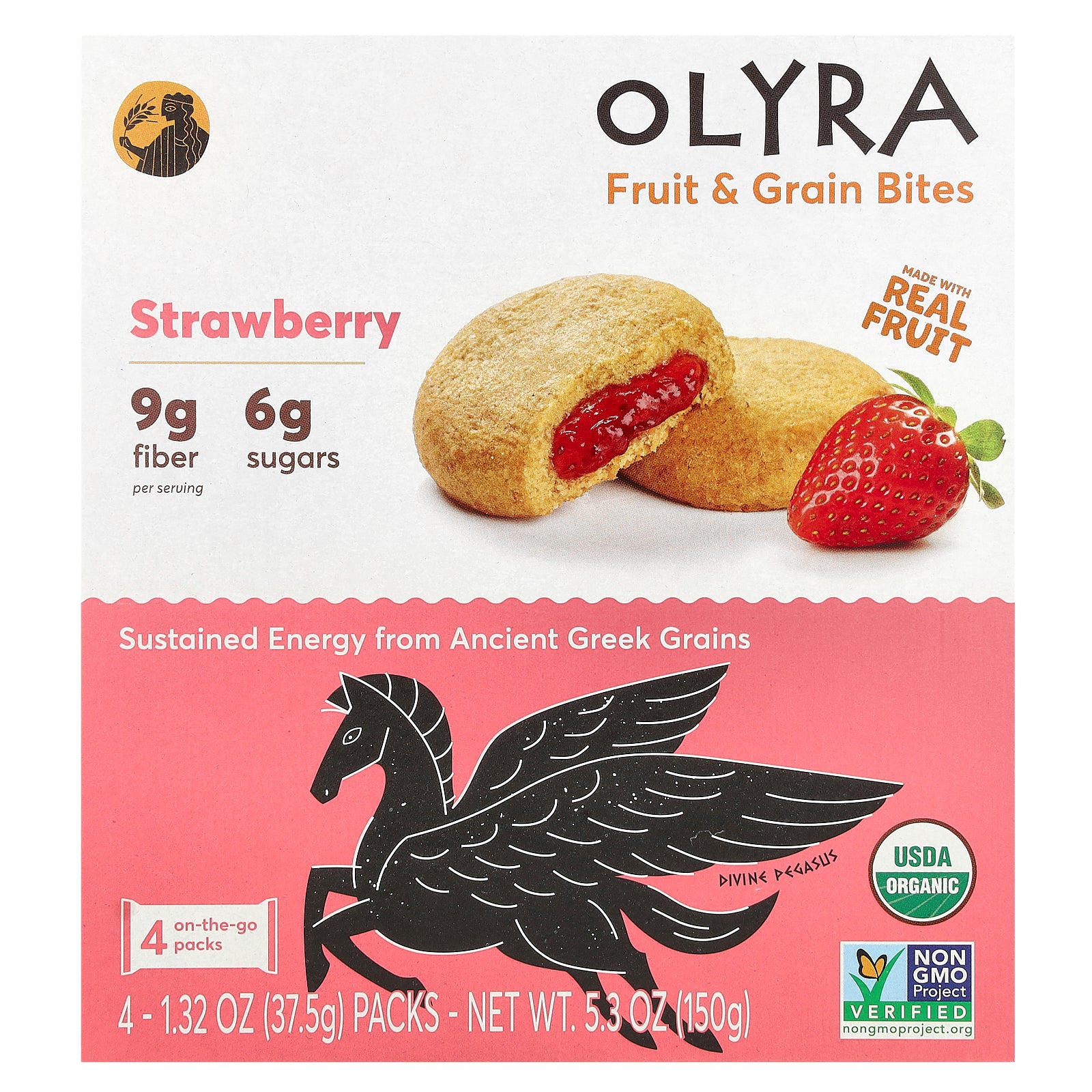 Olyra, Fruit & Grain Bites, Strawberry , 4 Packs, 1.32 oz (37.5 g) Each