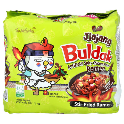 Buldak, Buldak™, Stir-Fried Ramen, Spicy Chicken, Jjajang, 5 Packs, 4.94 oz (140 g) Each