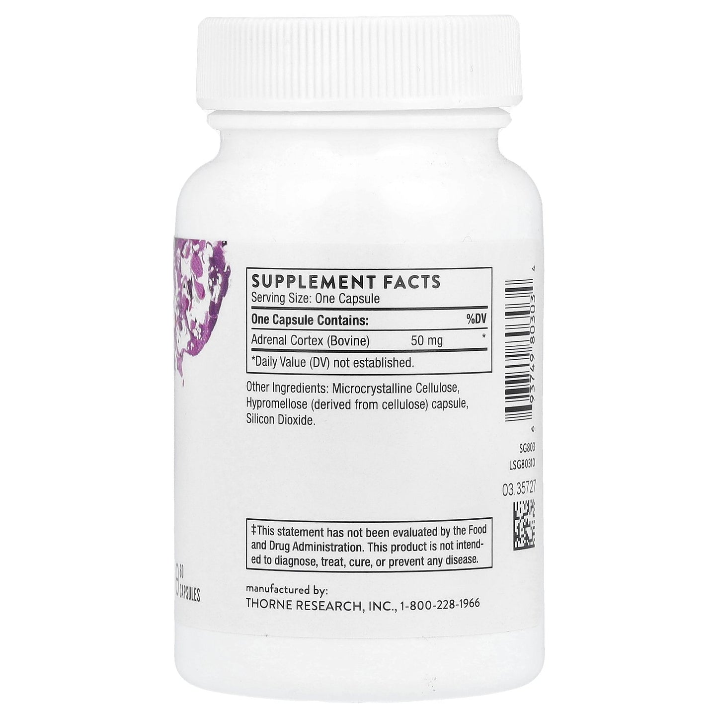 Thorne, Adrenal Cortex, 60 Capsules (50 mg per Capsule)