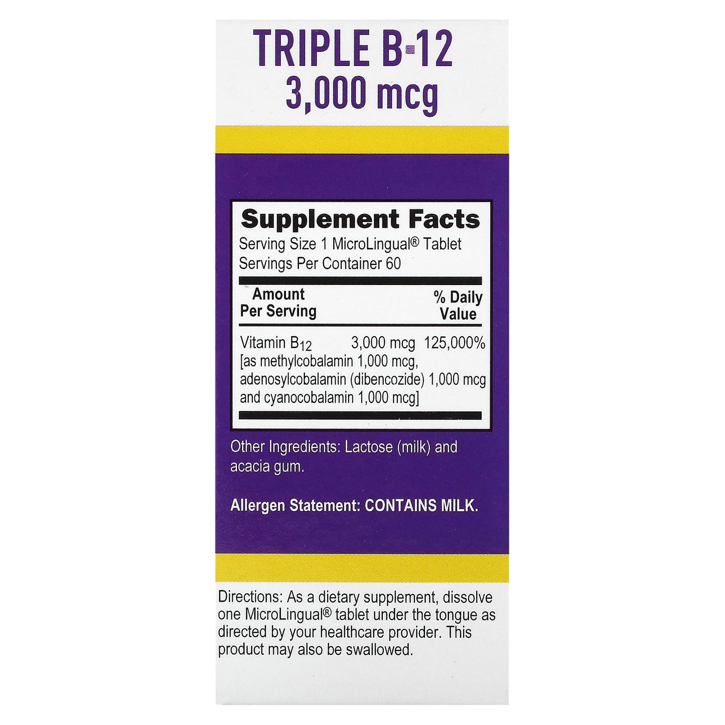 Superior Source, Triple B-12, 3,000 mcg, 60 MicroLingual Instant Dissolve Tablets