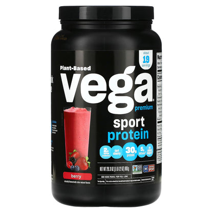 Vega, Sport, Plant-Based Premium Protein Powder, Berry, 1 lb 12 oz  (801 g)