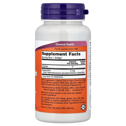NOW Foods, Astaxanthin, 4 mg, 90 Softgels