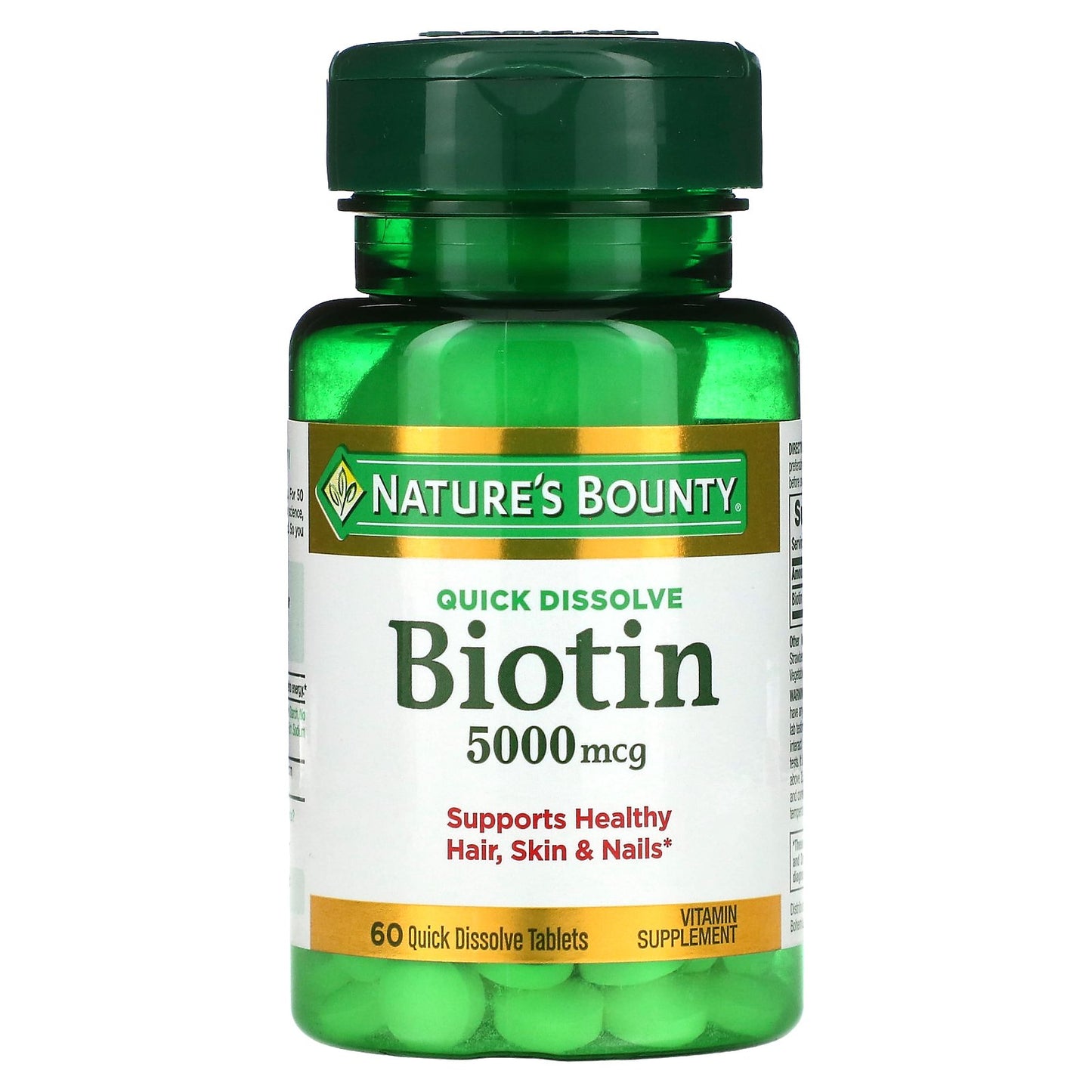 Nature's Bounty, Biotin, 5,000 mcg, 60 Quick Dissolve Tablets