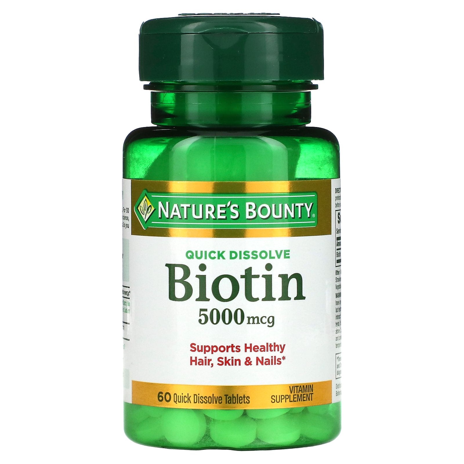 Nature's Bounty, Biotin, 5,000 mcg, 60 Quick Dissolve Tablets