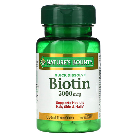 Nature's Bounty, Biotin, 5,000 mcg, 60 Quick Dissolve Tablets