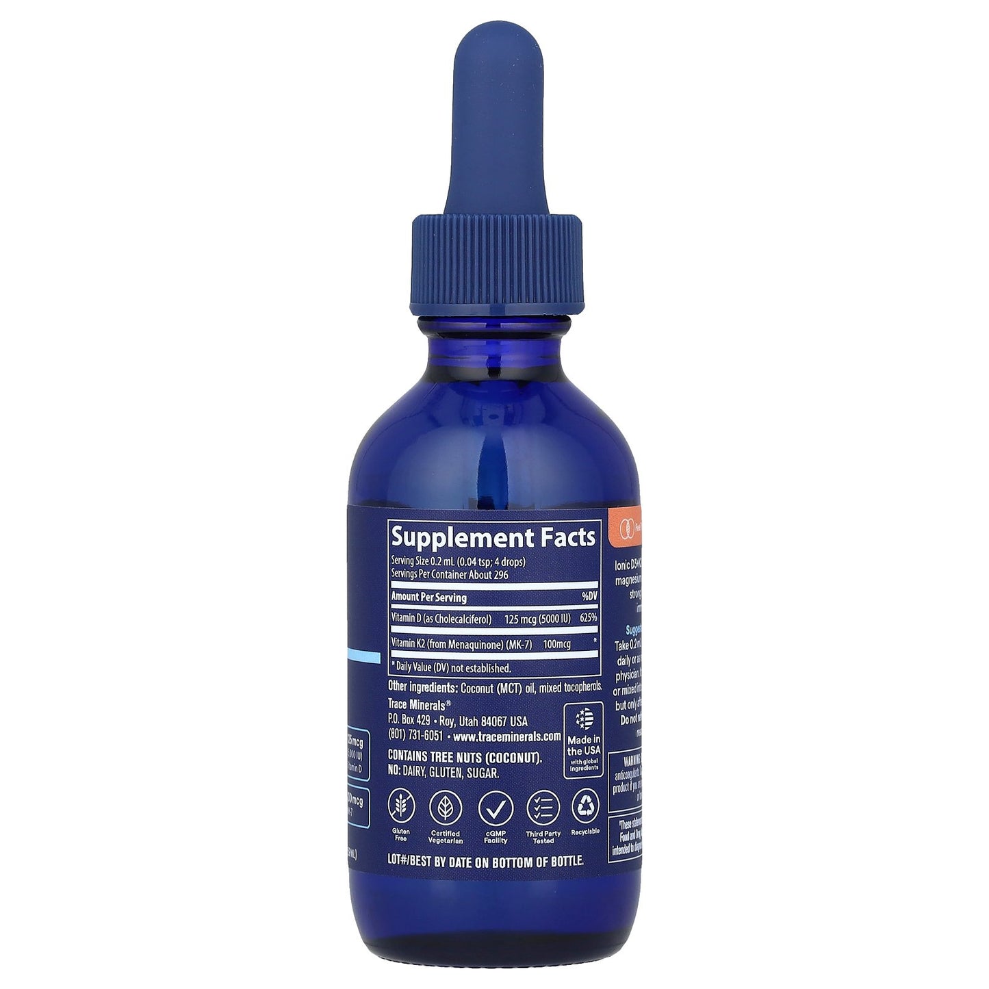 Trace, Ionic D3 + K2, 2 fl oz (59 ml)