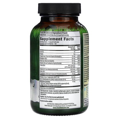 Irwin Naturals, Mega B-Complex with Quick Energy MCT's, 60 Liquid Soft-Gels