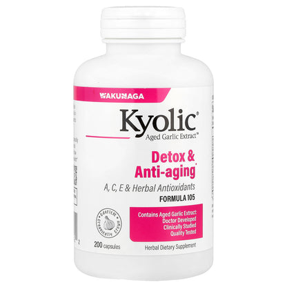 Kyolic, Aged Garlic Extract™, Detox & Anti-Aging, Formula 105, 200 Capsules
