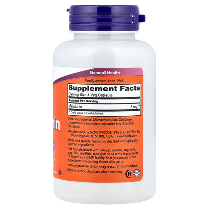 NOW Foods, Melatonin, 5 mg, 180 Veg Capsules