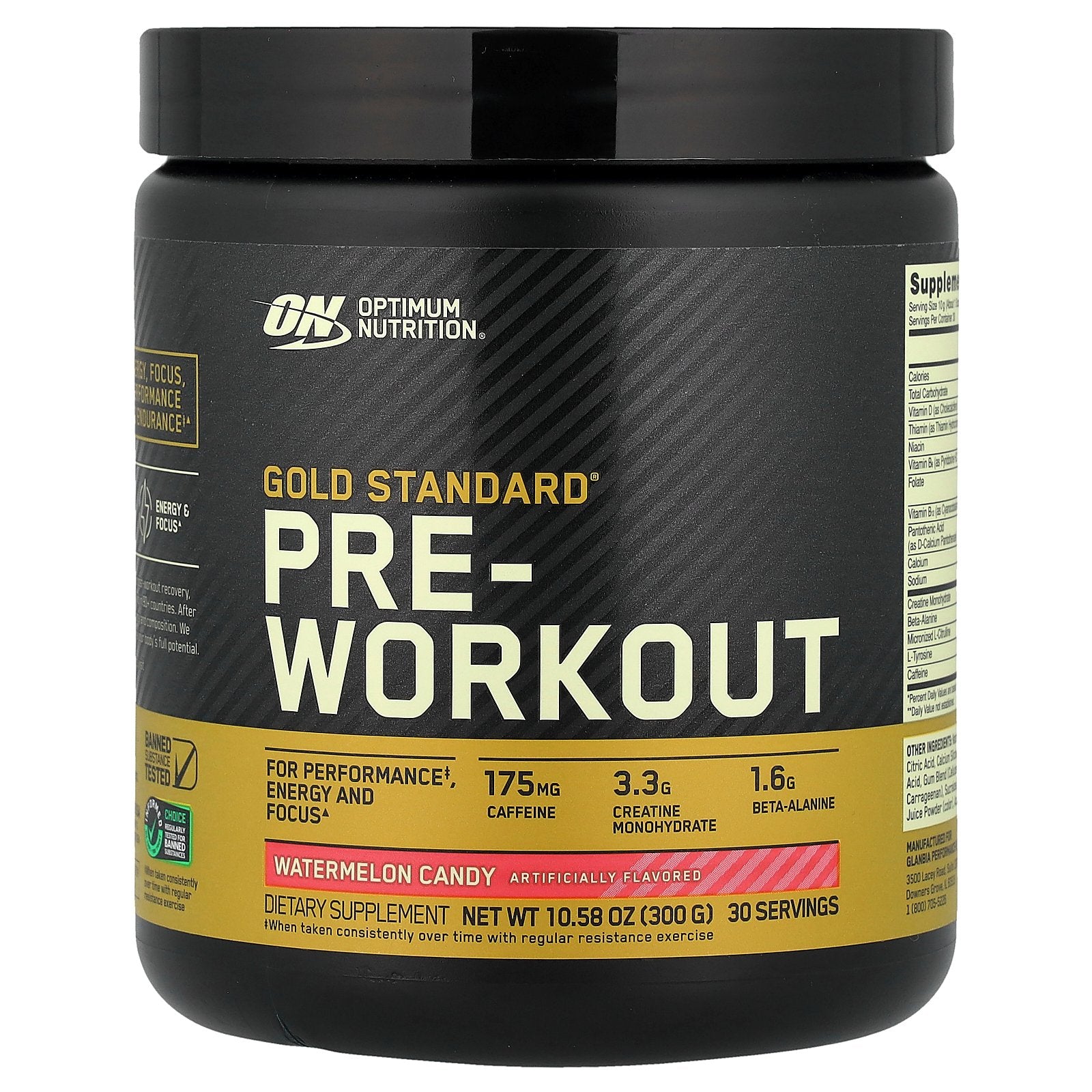 Optimum Nutrition, Gold Standard® Pre-Workout, Watermelon Candy, 10.58 oz (300 g)