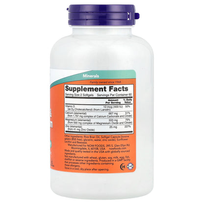 NOW Foods, Calcium & Magnesium with Vitamin D3 and Zinc, 120 Softgels