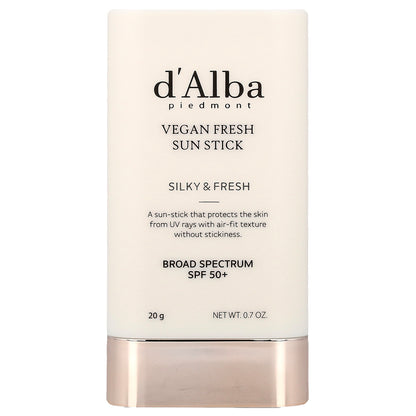 d'Alba, Vegan Fresh Sun Stick, SPF 50+, 0.7 oz (20 g)