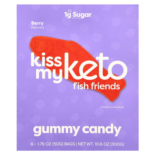 Kiss My Keto, Fish Friends Gummy Candy, Berry, 6 Bags, 1.76 oz ( 50 g) Each